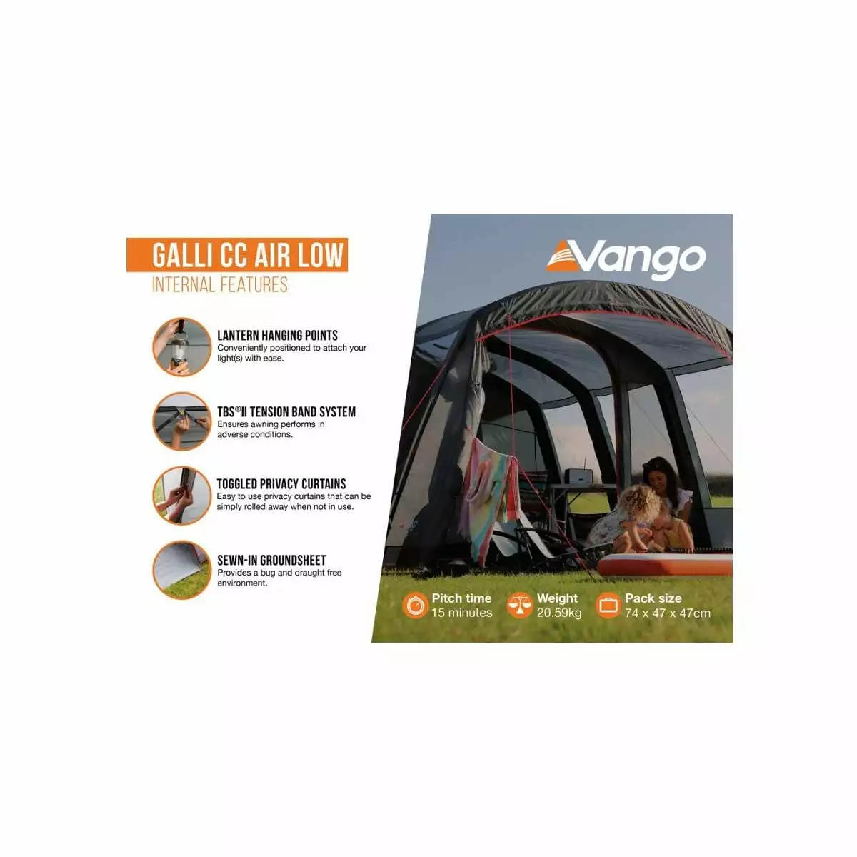 Vango Galli CC Air Low, Aufblasbares Busvorzelt – Bild 11