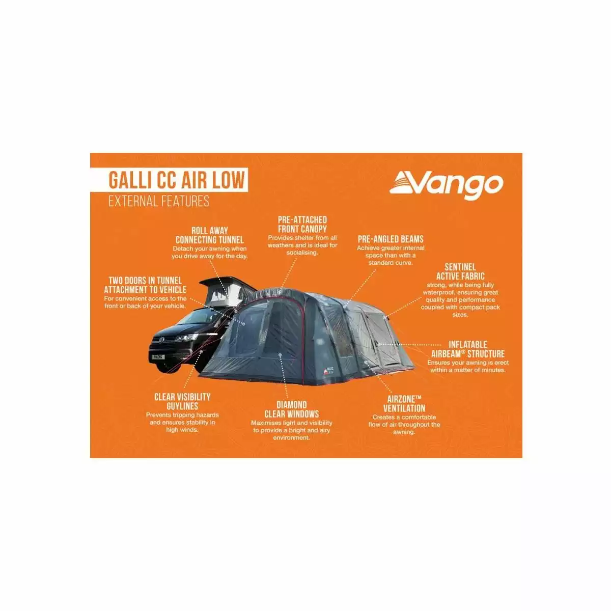 Vango Galli CC Air Low, Aufblasbares Busvorzelt – Bild 10