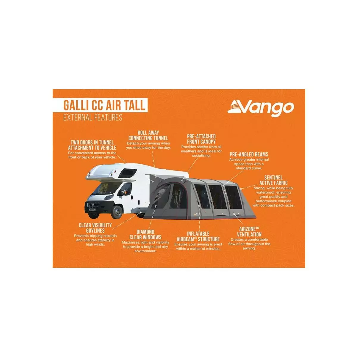 Vango Galli CC Air Tall, Aufblasbares Busvorzelt – Bild 3