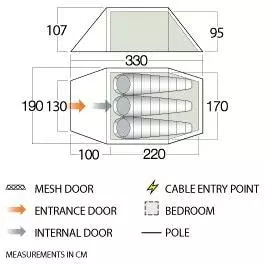 Vango Scafell 300 Zelt, 3-Personen, 330x190cm, Pamir Green – Bild 2