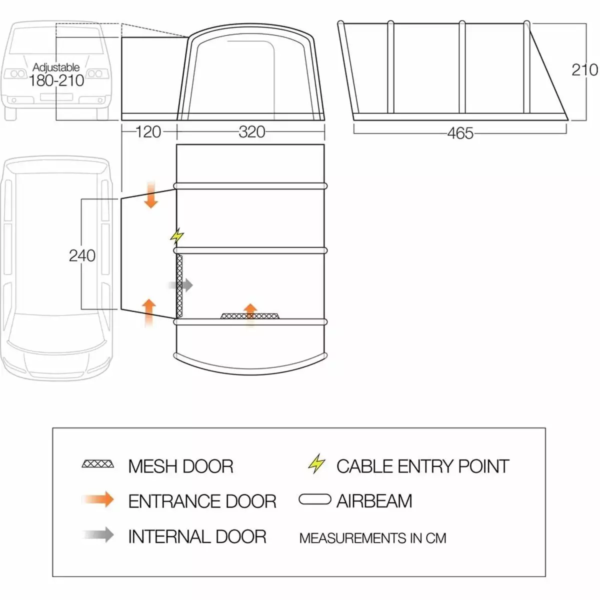 Vango Galli III Low Vorzelt, Cloud Grey, 180-210cm, 250cm – Bild 12