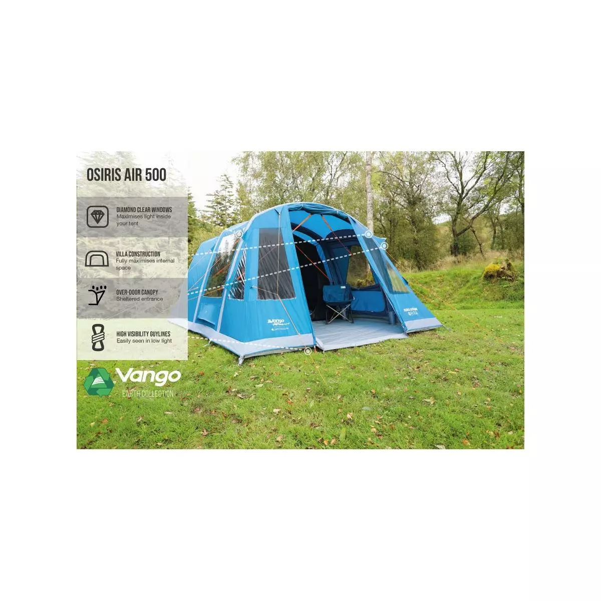 Vango Osiris Air 500 Luftzelt, 5-Personen, 330x460, Blau – Bild 6