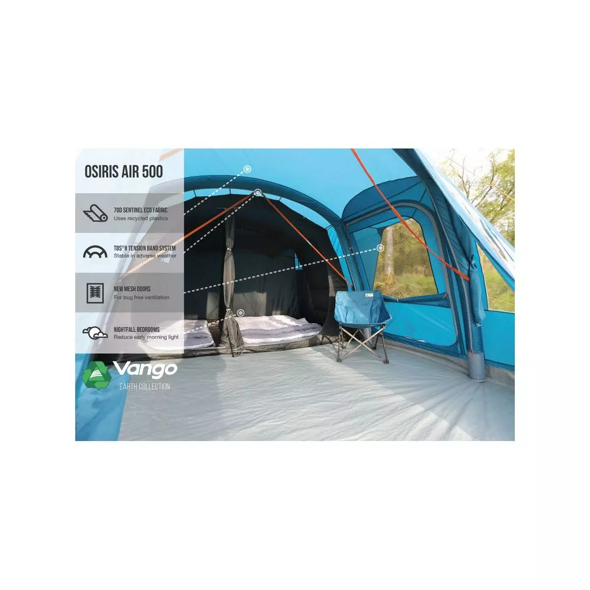 Vango Osiris Air 500 Luftzelt, 5-Personen, 330x460, Blau – Bild 7