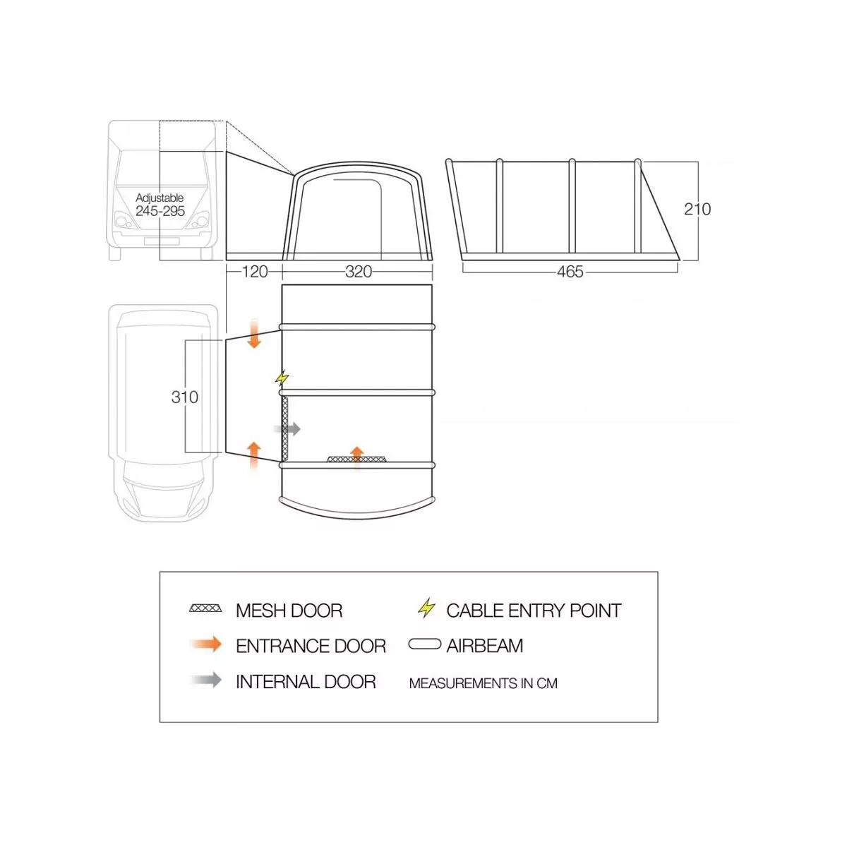 Vango Galli III Air Tall Aufblasbares Busvorzelt, 320x465cm, Grau – Bild 7